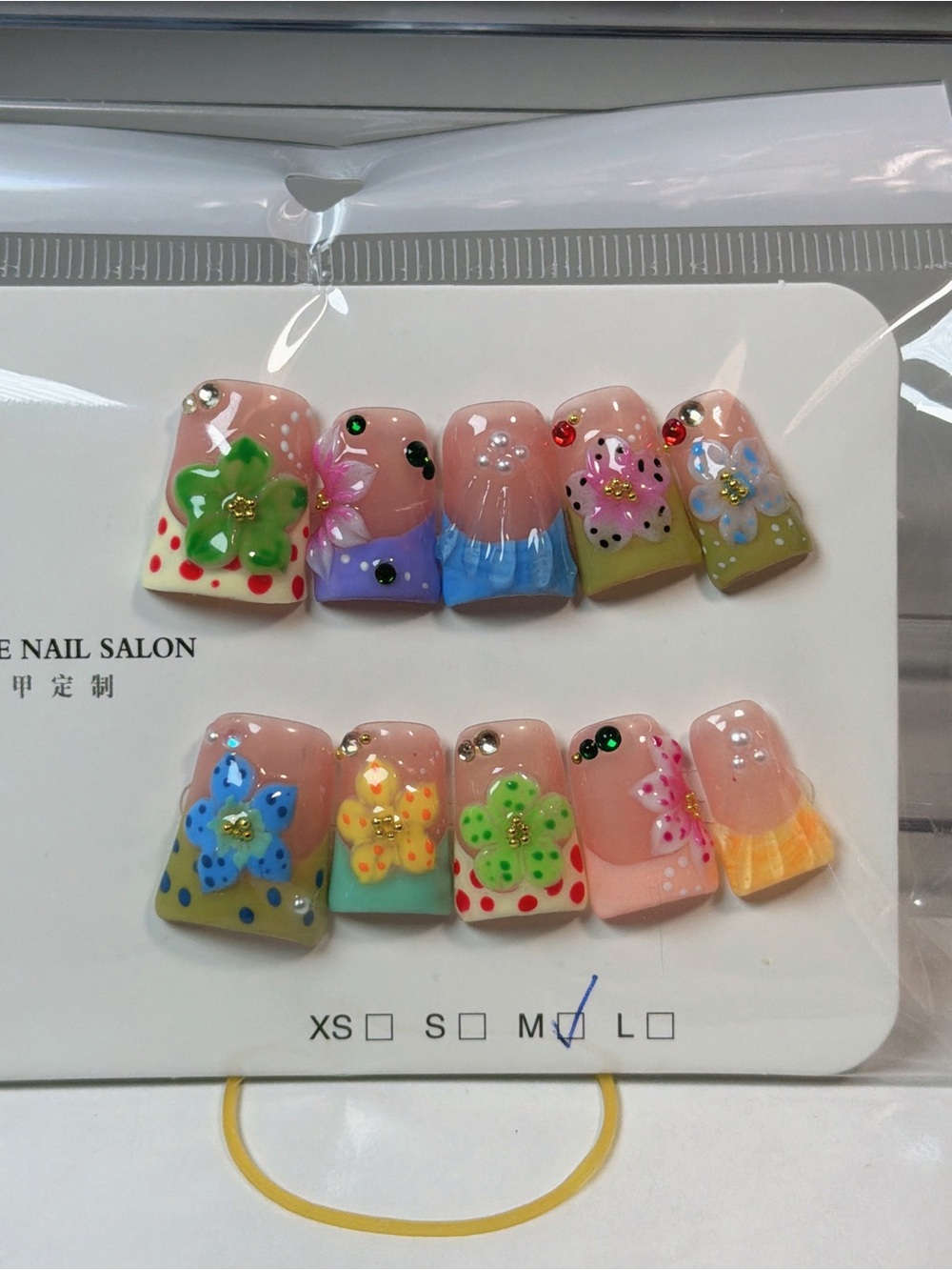 Floral Pop Acrylic Nail Set in Pastel Multi-Color